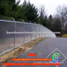 Road using Chain link fence with barbed wire